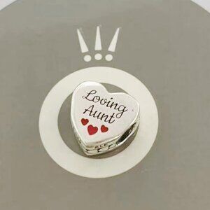 Pandora Loving Aunt Clear Cz Charm Heart Bead Charm Pendant S925 Sterling Silver